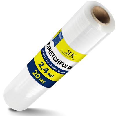 KK Verpackungen 1 Rolle Stretchfolie Palettenfolie Wickelfolie 20 my 500mm x 300m transparent