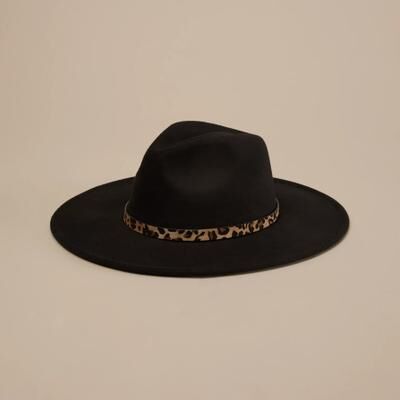 Lucky Brand Ranger Hat With Leopard Band - Women's Accessories Hat in Black, Size OneSize