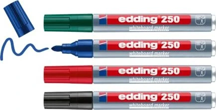 edding 250 Whiteboard-Marker farbsortiert 1,5 - 3,0 mm, 4 St.