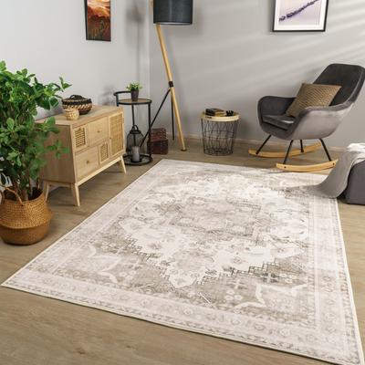 Paco Home Vintage Designer Rug Bordered with Faded Oriental Look