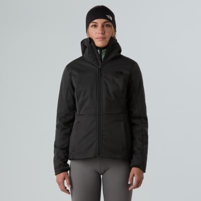 Funktionsjacke THE NORTH FACE "W QUEST HIGHLOFT SOFT SHELL JACKET - EU", Damen, Gr. S, schwarz (tnf schwarz heather), Obermaterial: 100% Polyester, Jacken Funktionsjacke, für Outdoor-Abenteuer, mit elastischen Ärmelbündchen