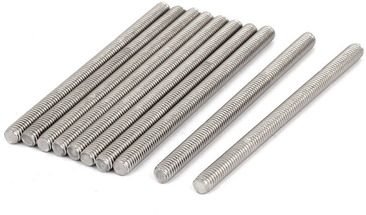 10 stuks M6 x 90mm volledig schroefdraad bouten van 304 roestvrij staal