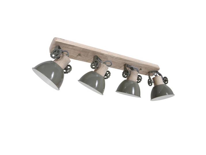 Deckenspots, Grün, Holz, Metall, Eiche, 15x23x90 cm, drehbar, Lampen & Leuchten, LED Beleuchtung, LED-Strahler & LED-Spots