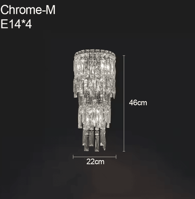 Inspire Curations Modern Luxury Crystal Wall Sconce chorme M 46x22cm 3 Colors Changeable