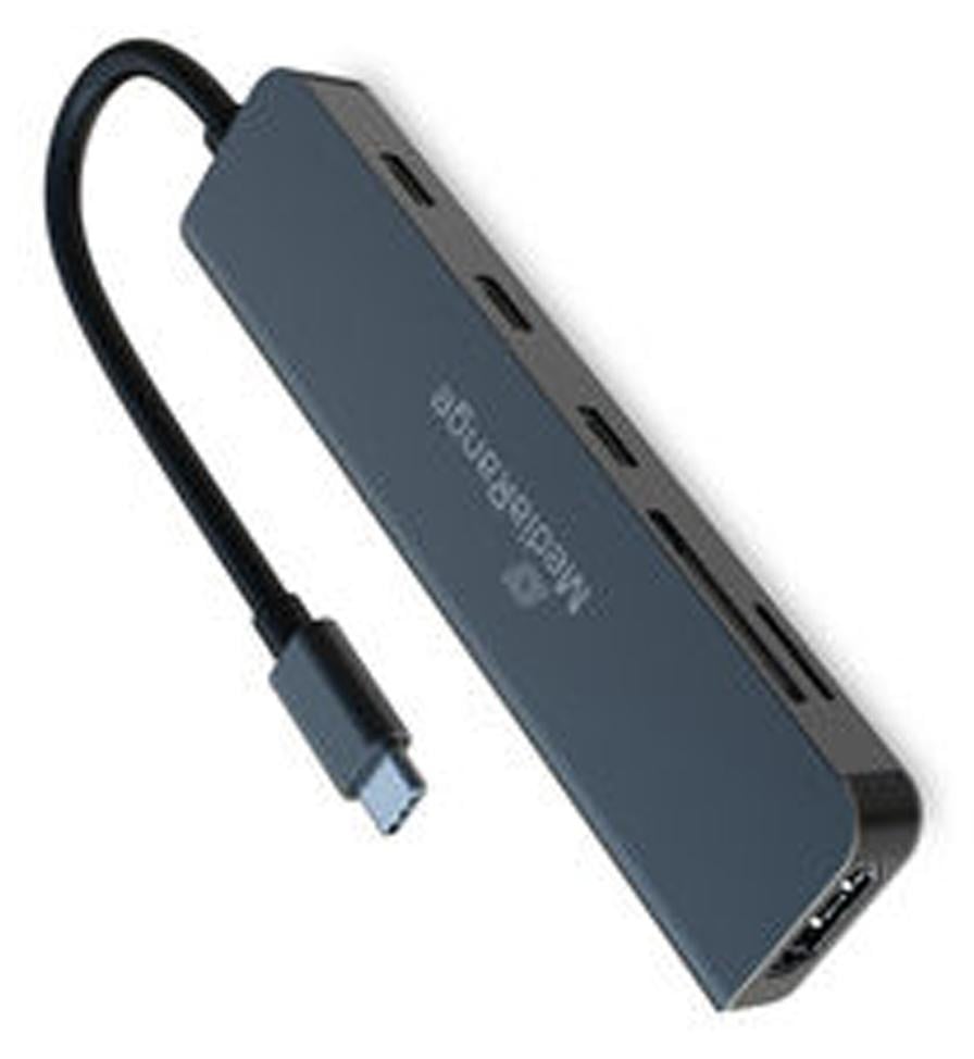 MediaRange MRCS519 USB-C 6-in-1 Multiport Adapter Hub, zilver