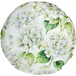 KISSENHÜLLE Rund Landlust-Hortensie weiß 40 cm Ø