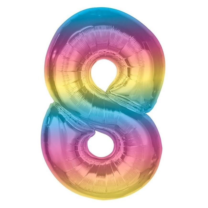 GoDan Folienballon Nummer 8, Regenbogen Smart, 92 cm (1x) (47994281)
