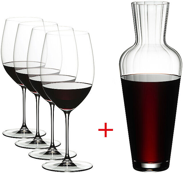 RIEDEL Rotweinglas 5er Set VERITAS Cabernet/Merlot und Dekanter EG