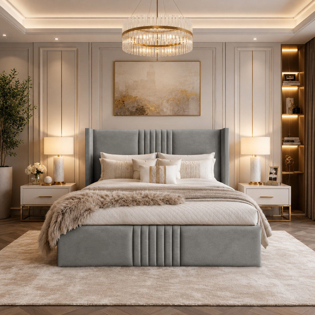 Canora Grey Upholstered Velvet Bed Grey Single (3')