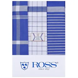 Ross 3er Pack Halbleinen Geschirrtücher Exclusiv 50x70 cm | blau - blau
