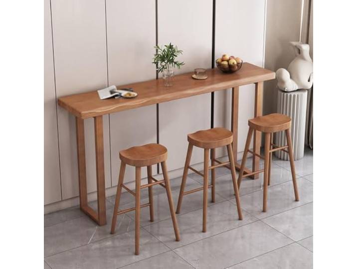 Massivholz Bartisch, Schmaler Konsolentisch Thekenhöhe Für Küche & Wohnung Abgerundete Tischkante, platzsparender Massivholz-Bartisch ohne Hocker für Küche, Apartment & Wohnzimmer(180cm/70.9in)