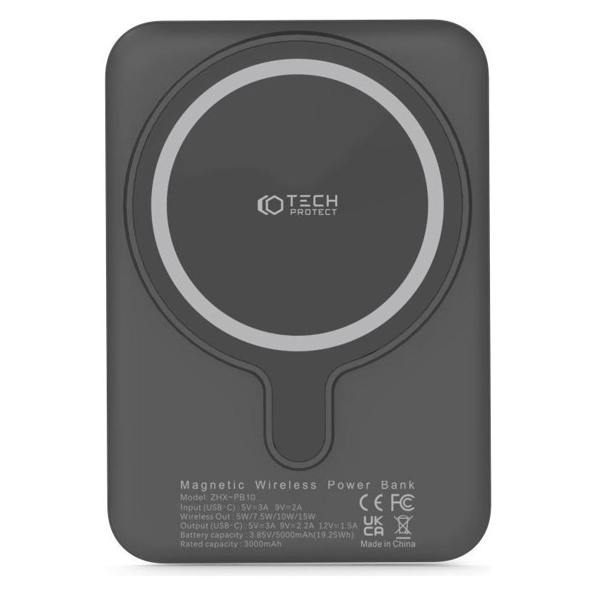 Tech Powerbank technischer Schutz PB10 LifeMag 5000 mAh Schwarz (5000 mAh, 15 W) (9589046926716)
