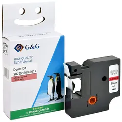 G&G Schriftband kompatibel zu Dymo D1/ 40917/ S0720720 Schwarz auf Rot
