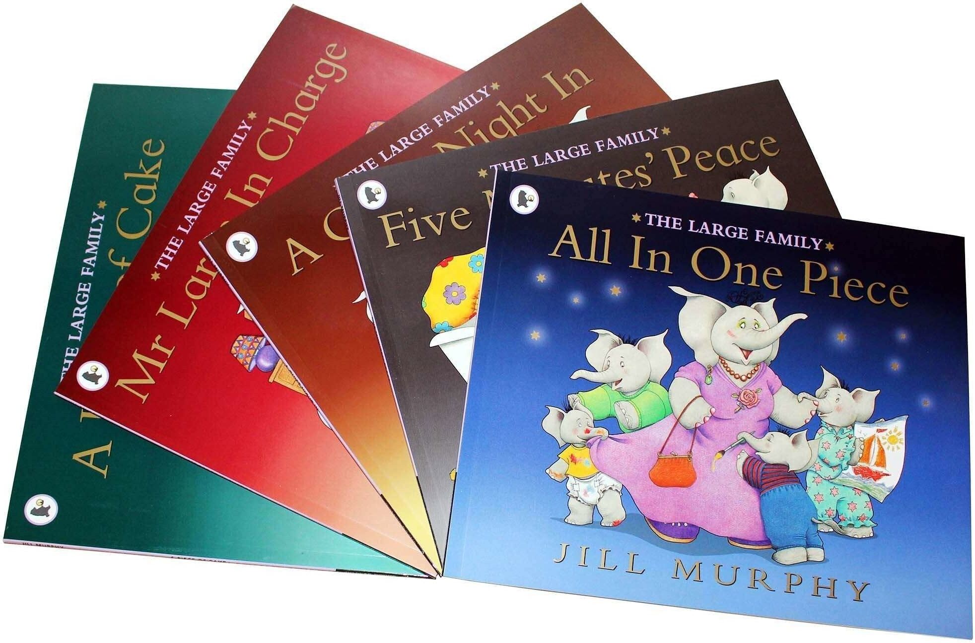 Walker Books The Large Family Five Minutes Peace 5 Books Collection Set by Jill Murphy A Quiet Night in, A Piece of Cake, Mr Large In Charge,  Five Minutes' Peace,