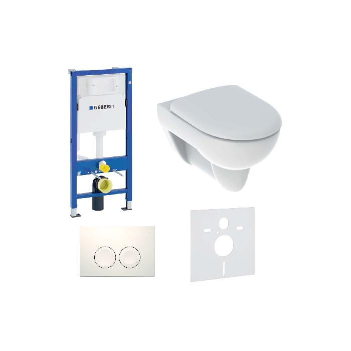 Geberit Duofix Basic WC Komplettset mit Geberit Renova WC und WC-Sitz, mit Delta 25 Betätigungsplatte