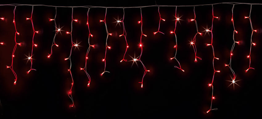 Tenda Led 4,8mt X 1mt 160 Led Sfalzata Stalattite Led Rosso Con Flash Bianco - P