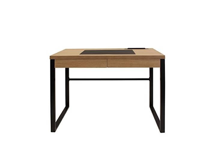 HOME DECO FACTORY Bureau en Bois avec Tiroir Structure Métal Industriel Bois et métal\, bureau\, tiroir de rangement\, structure métal style industriel\, bureau ou chambre\, robuste\, 110x110x16 cm\, bois
