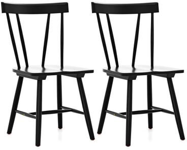 Costway Windsor Style Armless Chairs with Solid Rubber Wood Frame-Black