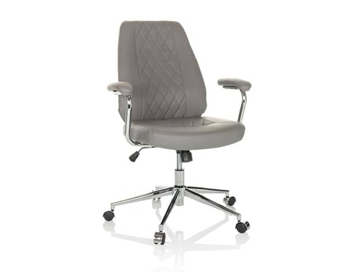 hjh OFFICE Home Office Chefsessel Theo I Kunstleder Drehstuhl mit ergonomischer Rückenlehne, Bürostuhl gepolstert Grau, 729451
