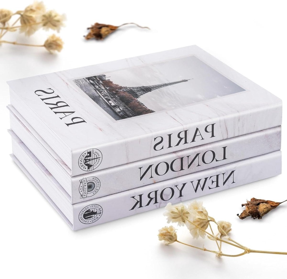 Set van 3 decoratieve nepboken met geheime opbergvakken in beige
