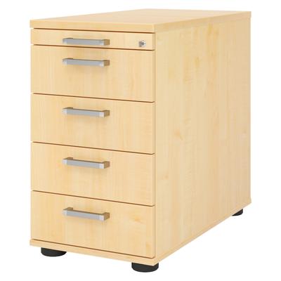 bümö Schreibtisch Schrank abschließbar, Schubladenschrank Holz in Ahorn, Container mit Schubladen - Schubladen Schrank Büro, Schreibtisch Container
