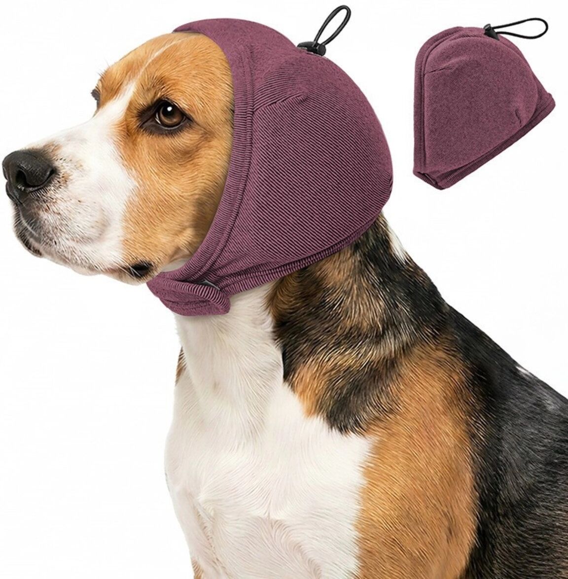 INF Beruhigungshaube für Hunde – Polyester-Ohrschutz zur Angstlinderung, Fellpflege und Kälteschutz S Weinrot