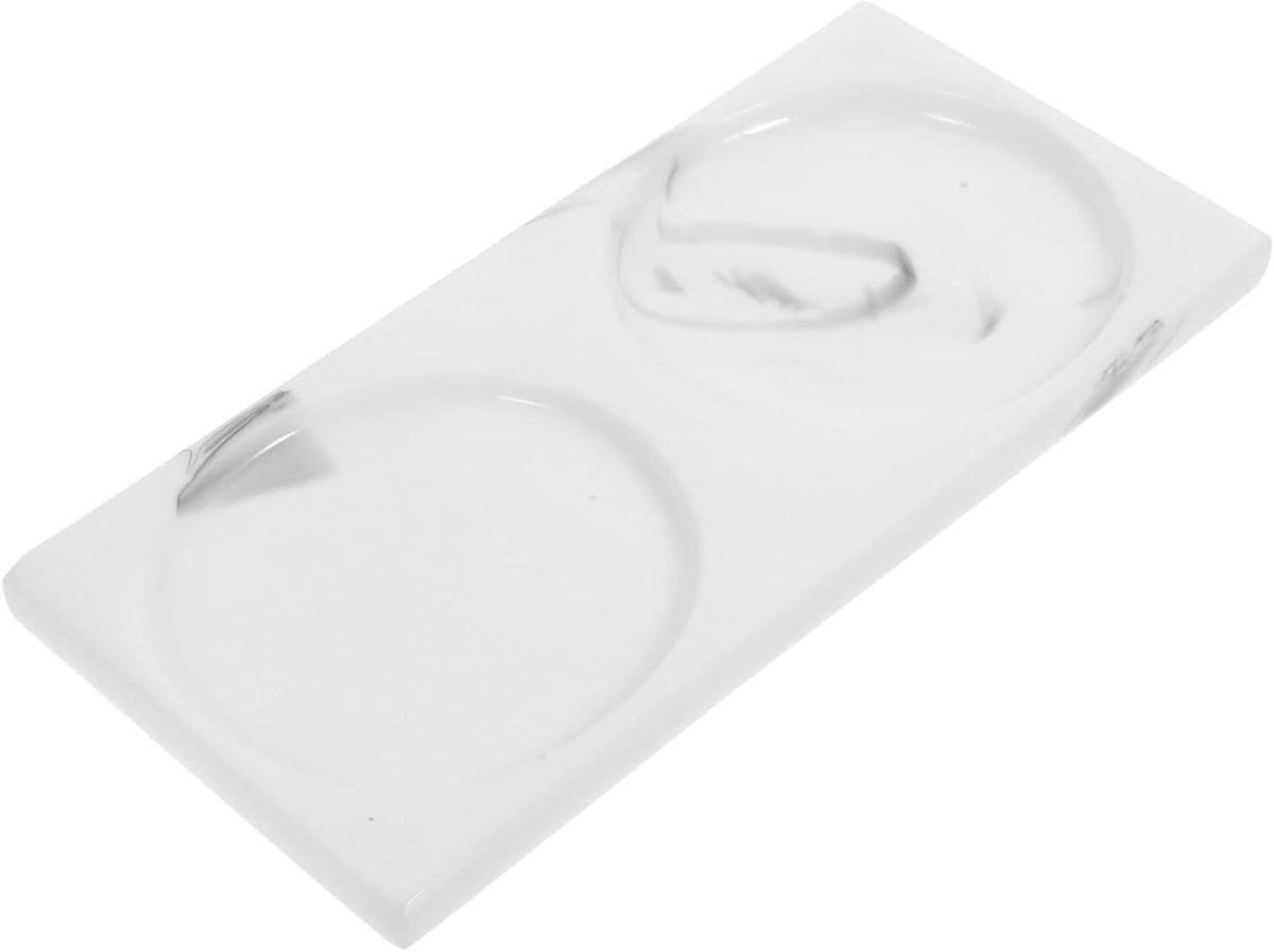 Marmeren Dienblad Decoratieve Opbergbak in Wit Marmerpatroon - B: 19,5 cm, D: 9,5 cm