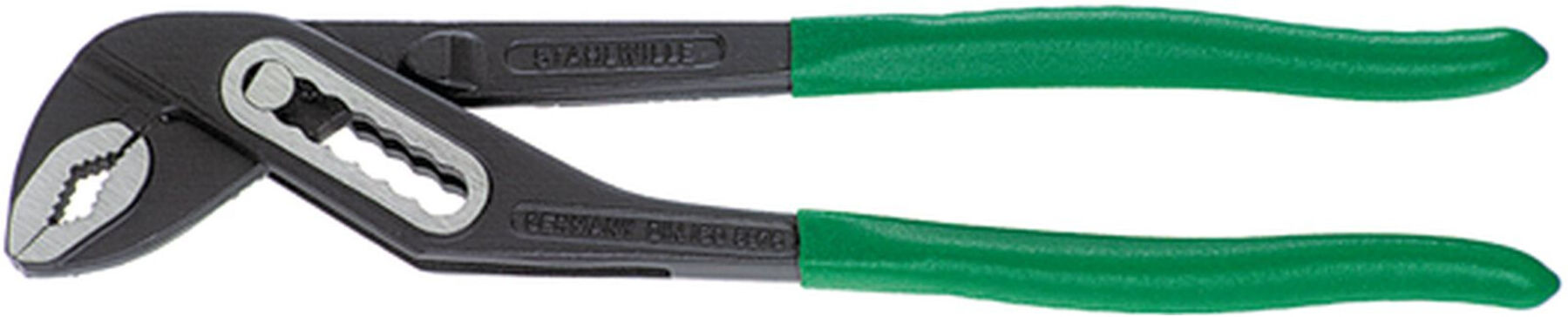 Stahlwille Wasserpumpenzange L.177mm Maul-W. max.24mm Kopf schwarz lackiert, Maul poliert Griffe schwarz lackiert, Rahmen poliert, Ku.Hülle geraut (65516175)