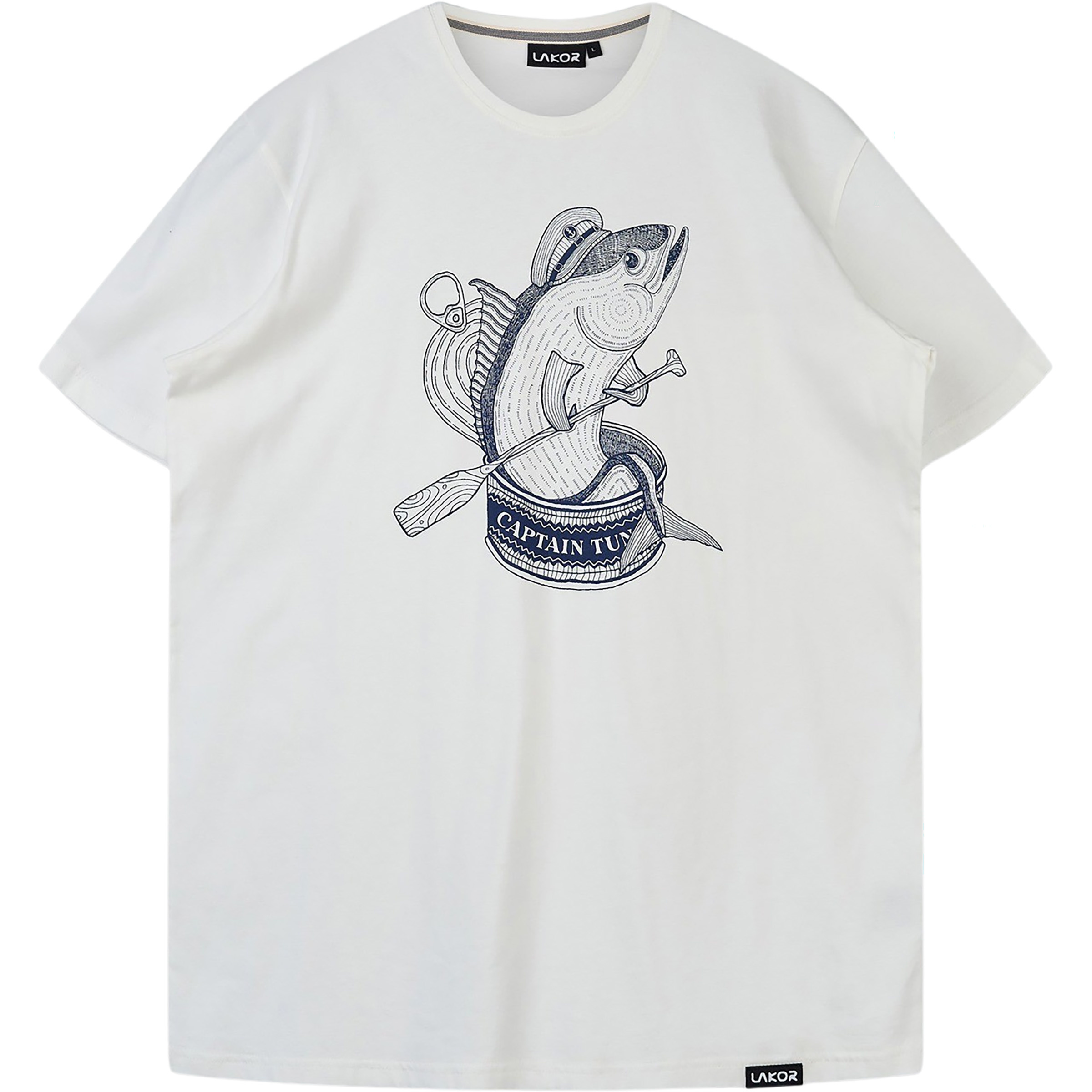 Lakor Captain Tuna Herren T-Shirts weiss Größe S Lifestyle Hautfreundlich