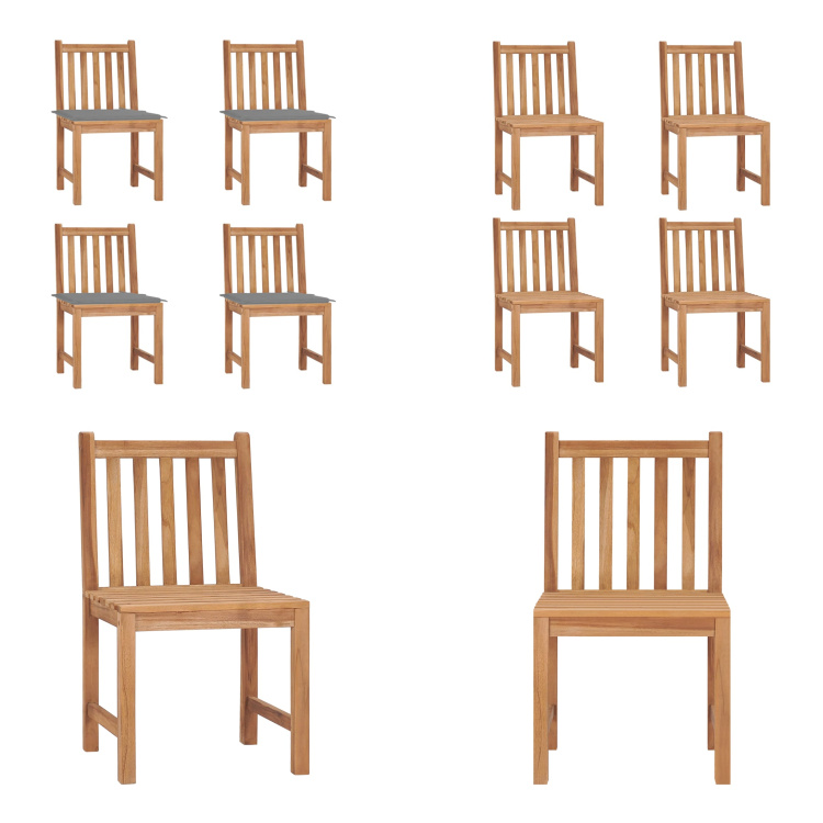 vidaXL Gartenstühle 4 Stk. mit Kissen Massivholz Teak - Gartenstuhl - Gartenstühle - Holz-Gartenstuhl - Holz-Gartenstühle