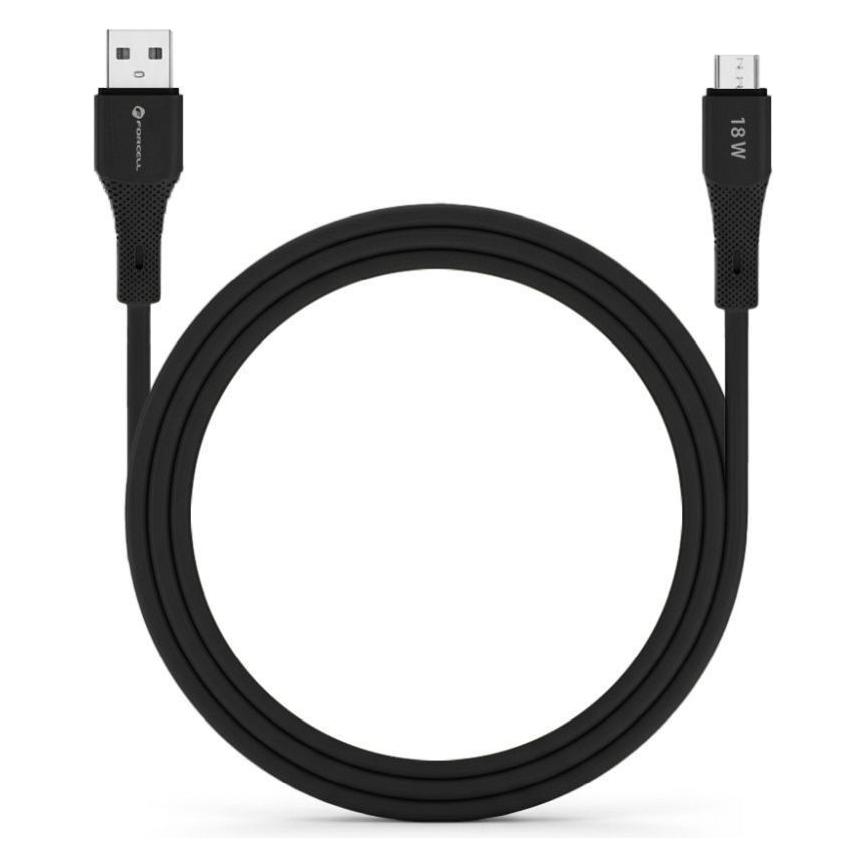 Forcell Cable F-ENERGY C341 cable USB A to Micro USB QC3.0 2,4A 18W Silicone 1 m black (1 m, USB 2.0, 18 W) (61356242)