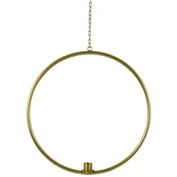 Deko-Ring Hoop z. Hängen m. Stabkerzentülle, gold, D.36 cm