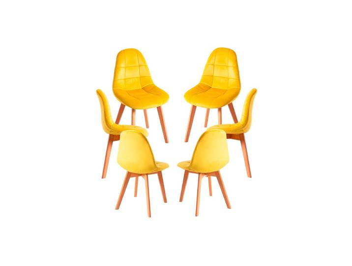 6er Set Kelen Samt Stühle - Gelb