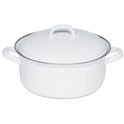 Riess Kasserolle mit Deckel Ø16cm 1,1L Weiss Emaille