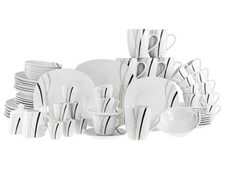 CreaTable\, 22537\, Série Square City Line\, service de vaisselle 62 pièces\, ensemble de services en porcelaine\, compatible lave-vaisselle et micro-ondes\, production de qualité.