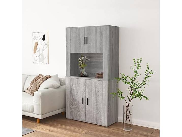 HEFZGDB Stilvolles Highboard für die Wohnungseinrichtung in Weiß - Platzsparendes Highboard zur Wandmontage aus Holzwerkstoff mit viel Stauraum - Langlebiges aus Holzwerkstoff