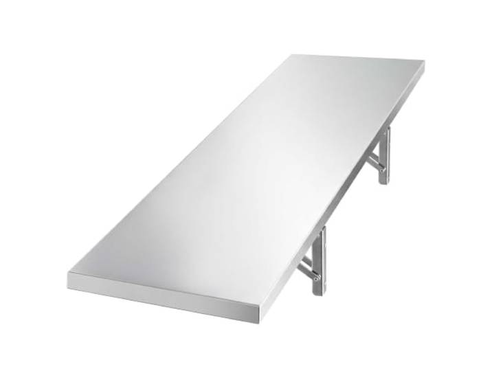 VEVOR Étagère Murale Flottante Pliable\, Tablette Murale en INOX 30\,5x122 cm Pour Cuisine\, Restaurant\, Garage\, Food-truck\, Charge Maximale de 136 kg\, Étagère de Rangement avec Équerres Résistante