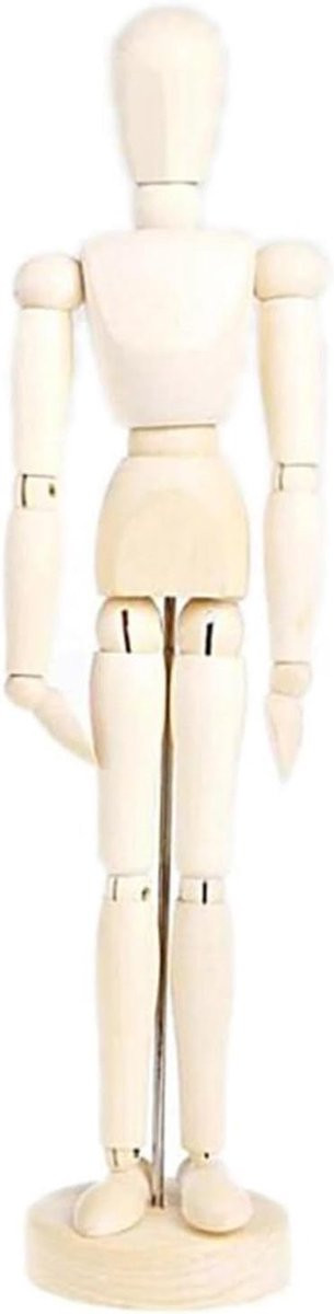 Houten oefenpop kunstenaarspop figuur voor het leren tekenen, volledig beweegbaar, 8 inch, houtkleur