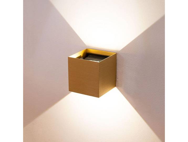s.luce Led-Wandlampe Ixa High Power Gold Quadratisch, Goldfarben, Metall, LED integrated, 10x10x10 cm, Lampen & Leuchten, Innenbeleuchtung, Wandleuchten