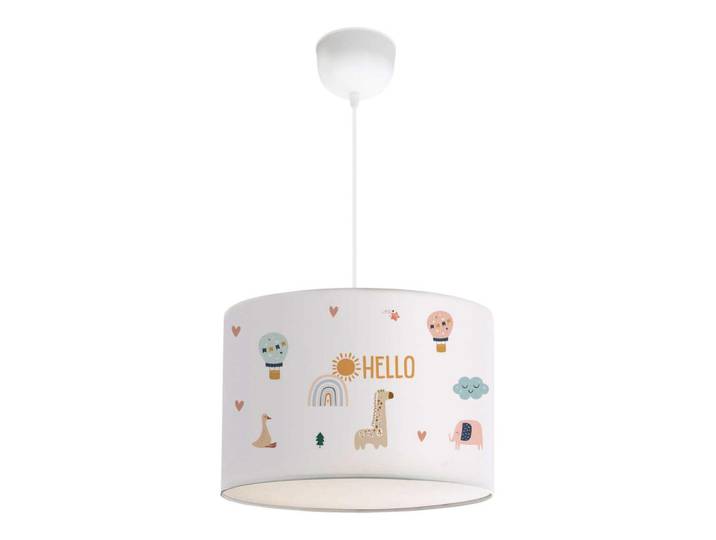 lux.pro Kinderhängeleuchte Rugby, Weiß, Mehrfarbig, Rund, E27, 28x70x28 cm, Lampen & Leuchten, Kinderzimmerlampen