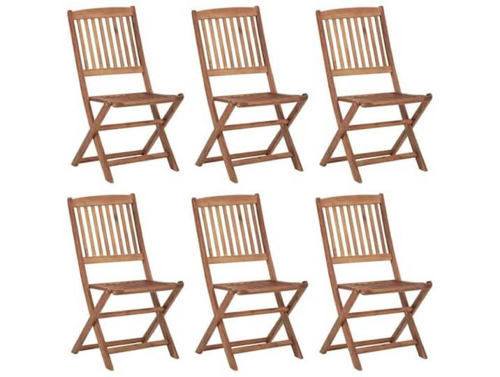 MNCVXAXG Klappstühle aus massivem Akazienholz, 6er Set, Blau 6 Klappstühle, 6 blaue Kissen, Akazienholz geölt, Befestigungsseile, 48,5 x 57 x 91 cm