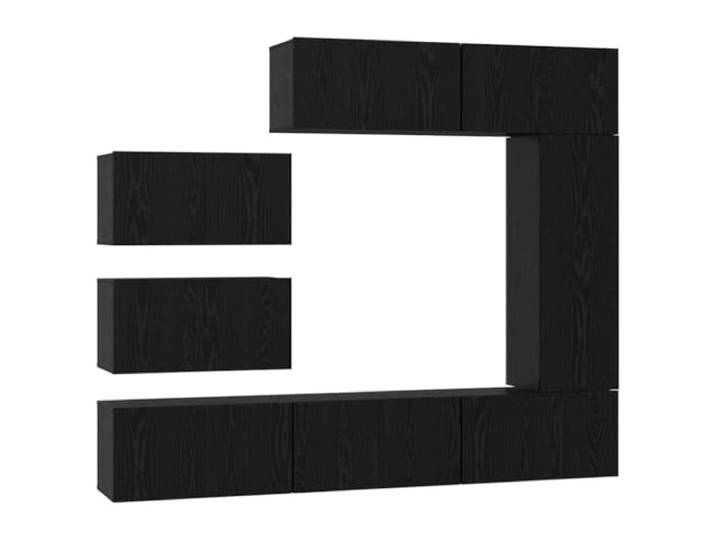 LMTYOENFG TV-Schrank Set 8-Teilig Wandboard Hängebord Schwarz Eichen-Optik Flexibles Hängeboards-System für Wohnzimmer und Schlafzimmer, schafft Bodenfreiheit und bringt Ordnung in Medienzubehör.