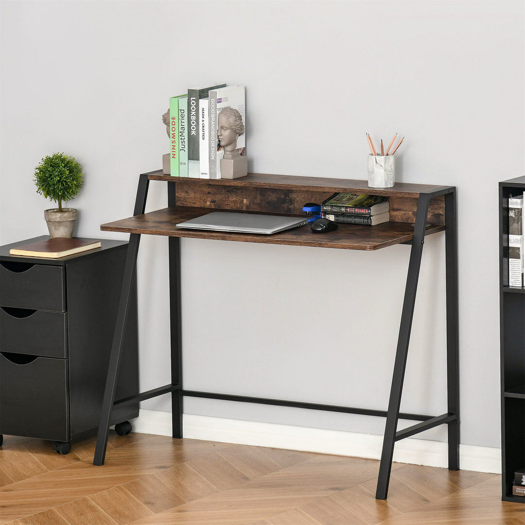 Borough Wharf Emerfield Steel Writing Desk Brown/Black 85 x 100 x 45