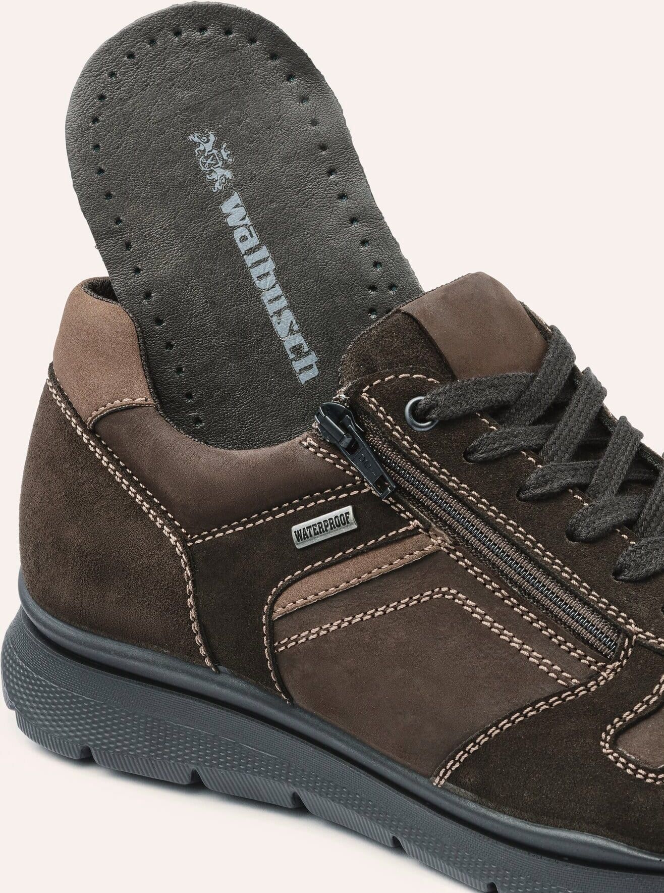 Walbusch Aquastop Sneaker, , Farbe Braun, 45, wasserdicht dank Aquastop mit Reißverschluss Herren