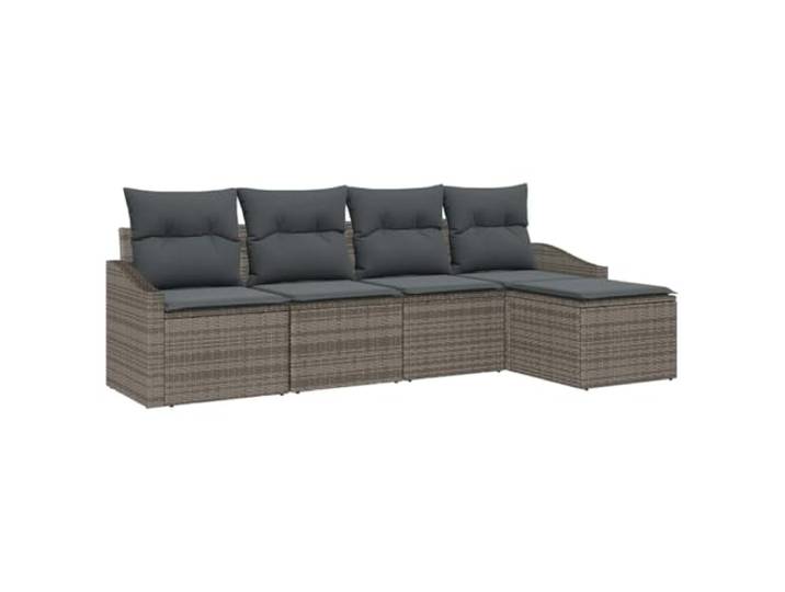 Makastle Sofa-Set mit Kissen, Grau, 233 x 117 x 85 cm, 37,4 kg, Poly Rattan, Modular, Montage erforderlich