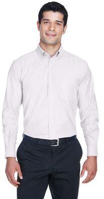 Harriton M600 Men's Oxford Shirt in White size XS   Cotton/Polyester Blend