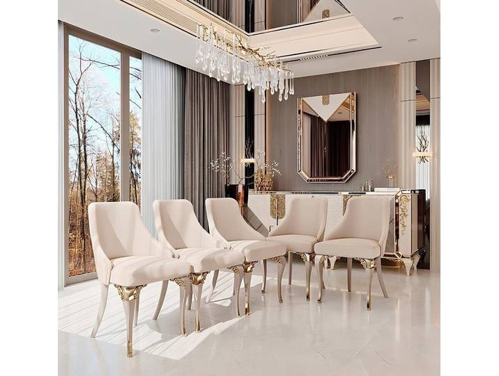 Xlmoebel Esszimmerstuhl Eleganter Stuhl mit goldenen Akzenten für stilvolle Räume, Made in Europa