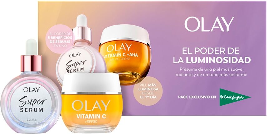 Olay Estuche de regalo Crema Hidratante Vitamin C + AHA 24 y Super Sérum Facial Hidratante .  (80 ml)