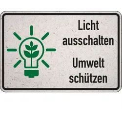 Dreifke® | Schild Licht ausschalten, Umwelt schützen - 300x200 mm Graspapier