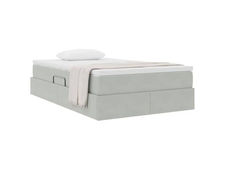 KTHLBRH Boxspringbett Hellgrau 120 x 200 cm mit Matratze Weicher Samt, hydraulischer Aufzug, Metallrahmen, großer Behälter